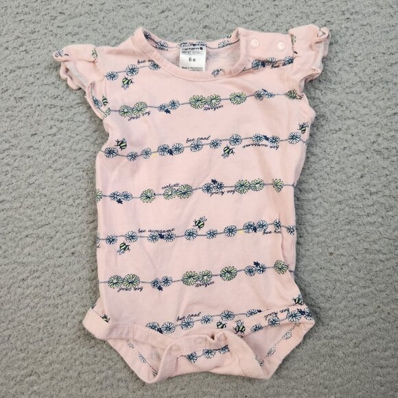 Carhartt Bib-Overall Shorts with Pink Top Girl's Size 6 Month Blue Denim Ruffles - Picture 3 of 7